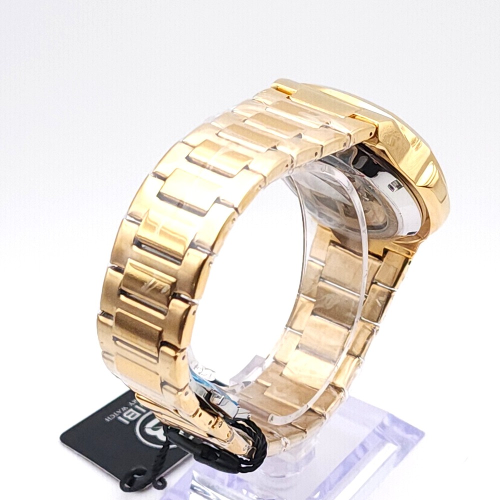 BIBI Automatic Skeleton Watch Men's Gold Tone Blue Dial 42mm Box New Luxury - Picture 6 of 17